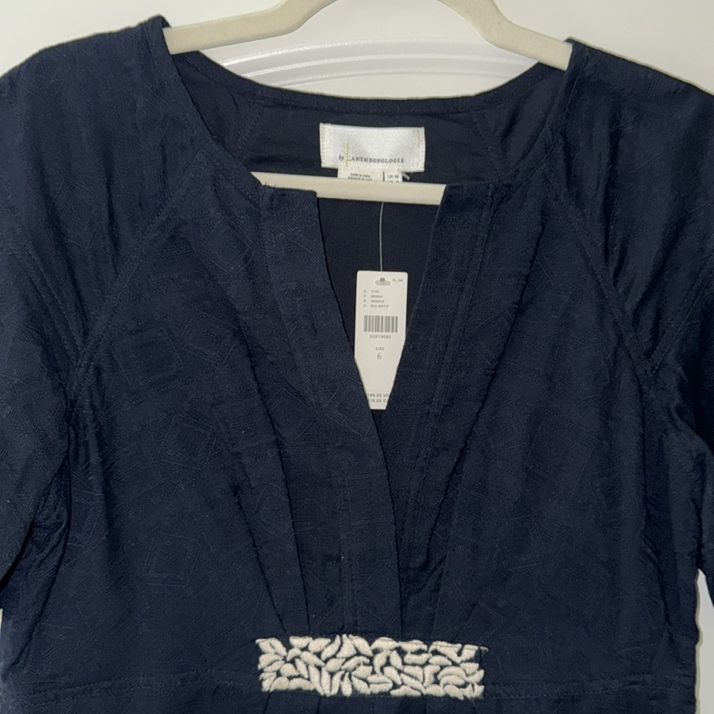 Anthropologie Elegant Black and White Embroidered Dress - Picture 5 of 6